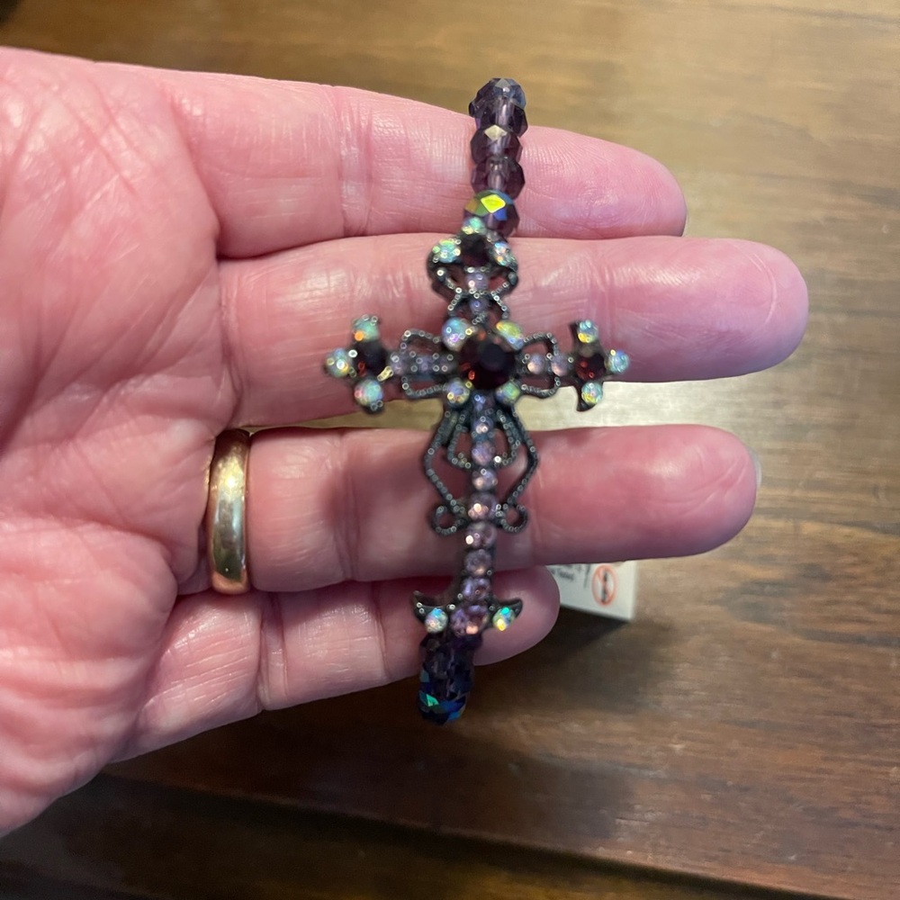 Purple Cross Beaded Bracelet NWT